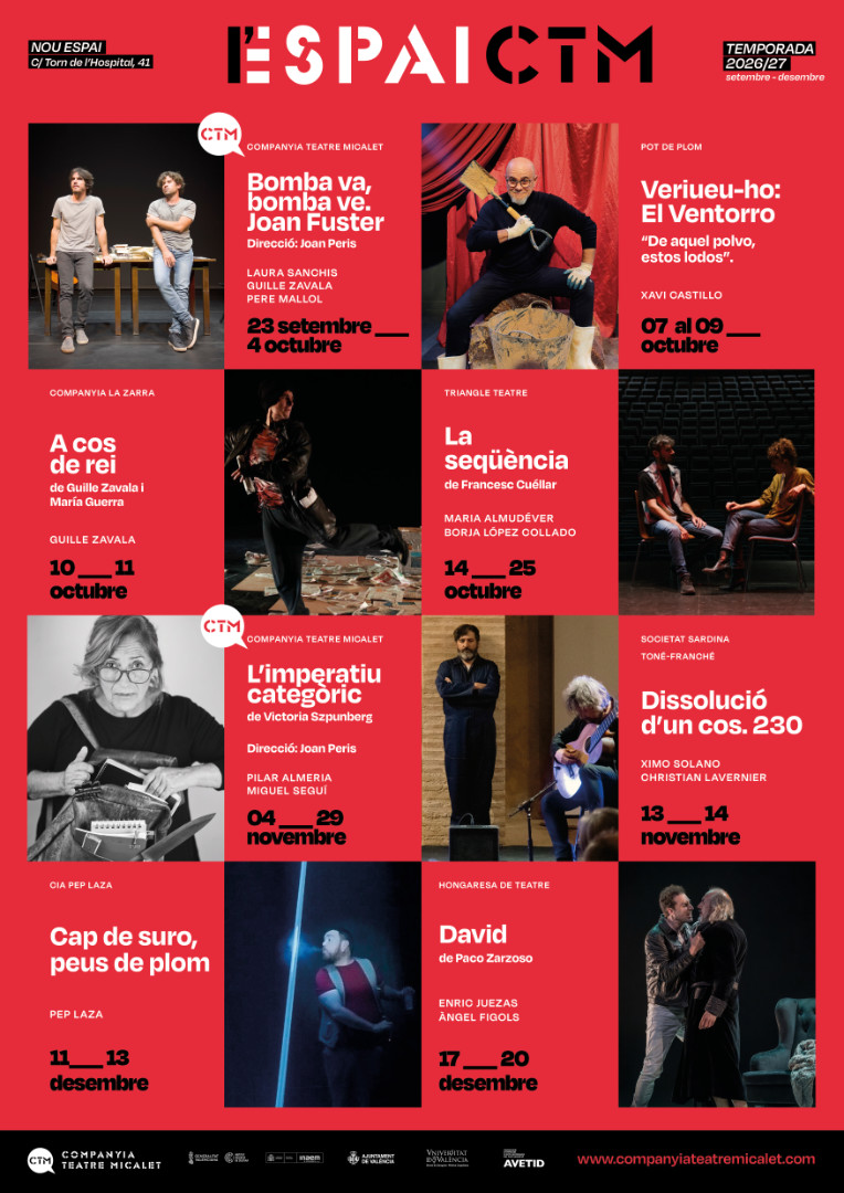 Cartell de la programació de setembre a desembre de 2026 de L'ESPAI CTM, amb els huit espectacles i les seues dates