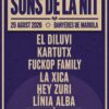 Cartell del festival Sons de la Nit 2026 a Banyeres de Mariola amb El Diluvi, Kartutx, Fuckop Family, La Xica, Hey Zuri i Línia Alba